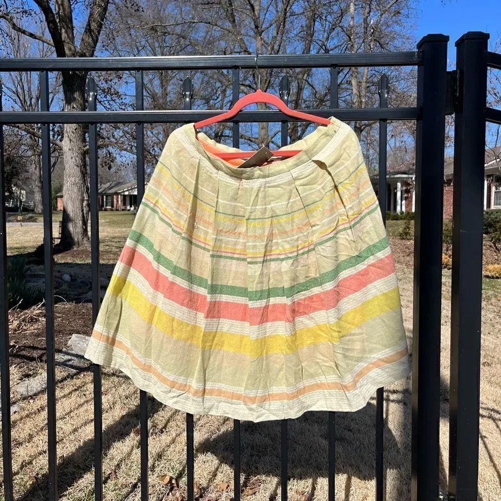Anthropologie Eva Franco Pleated Striped Cotton Skirt NWT
